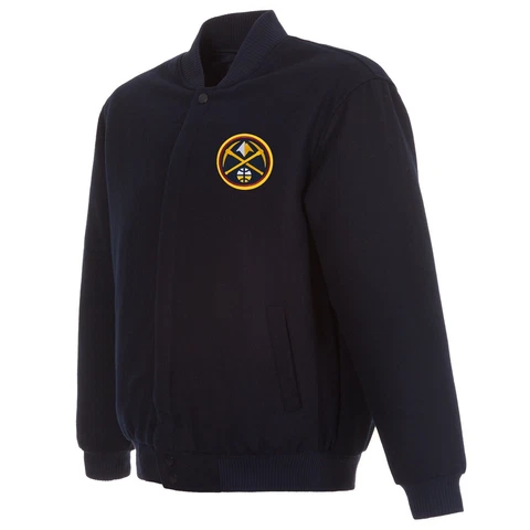 NBA Denver Nuggets Wool Reversible Jacket With 2 Front Patches Logo JH Design Cover