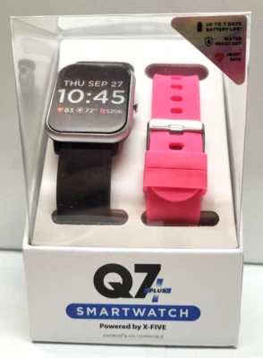 Q7 Plus Unisex Erwachsene Fitnesstracker mit extra Armband Smartwatch, 33 mm - Schwarz, Fush - Bild 1 von 2