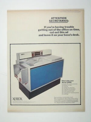 Anuncio impreso publicitario Xerox 2400 vintage 1966 para secretarias de oficina Foto 1 de 2