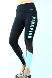 Victoria's Secret PINK Ultimate High Waist Mesh Ankle Legging Zipper NWT XS Aqua - Picture 1 of 3