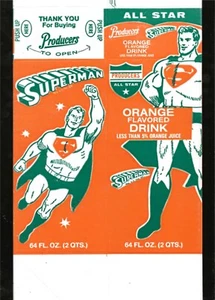 1968 SUPERMAN orange Getränkebehälter Karton * Vintage * flach * nie benutzt - Bild 1 von 6