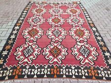 Anatolia Kilim, Vintage Rug, Floor Rug, Red Kelim, Area Rug 80"X120" Wool Carpet