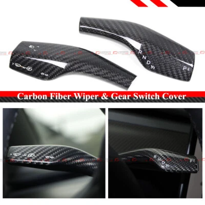 FOR 2017-2023 TESLA MODEL 3 Y CARBON FIBER TURN SIGNAL GEAR SELECTOR TRIM COVER - Image 1 of 4