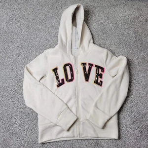 OLD NAVY Girls Sherpa Lined Zipper Hoodie ~ LOVE Cream Size (xl) 14-16 - Picture 1 of 10