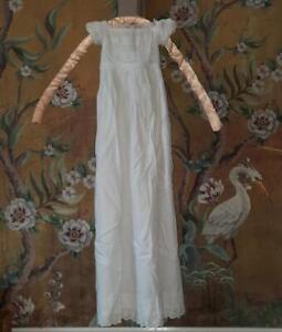 Exquisite Antique Babies Fine Cotton Christening Gown with Hand Made Lace 4