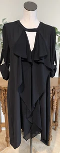 bcbg bcbgmaxazria women small black Cynthia ruffled shift dress XX - Picture 1 of 8