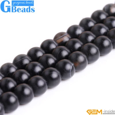 Surtido Rayas Ónix Ágata Escarcha Mate Gemas Redondas Cuentas Sueltas 15" Hilo Foto 1 de 4