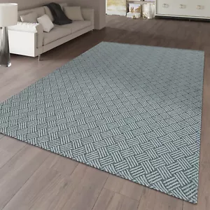 Flachgewebter Teppich Geometrisches Muster Kontrurenschnitt Webmuster Grau Trend - Bild 1 von 3