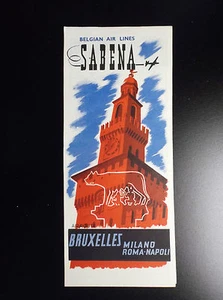 Ancien dépliant carte de route Sabena Bruxelles Milan TBE aviation - Picture 1 of 1