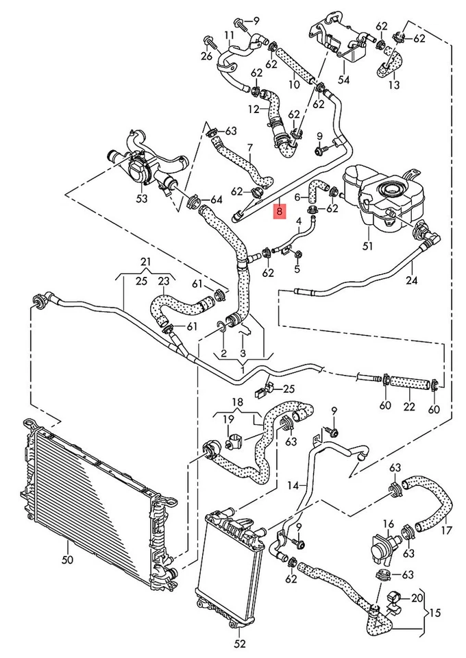 Tubo refrigerante delantero izquierdo original AUDI A8 S8 quattro 4H2 4H8 4HC 4HL 4H0121481AA Foto 1 de 1