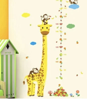 长颈鹿高度图墙贴纸-儿童成长尺儿童房房间装饰猴子 — 第 1/3 张图片