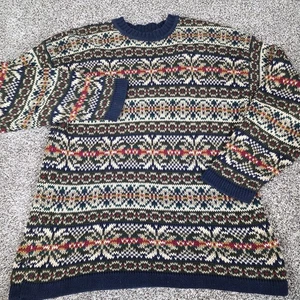 Abercrombie The Big Sweater Men's XL Nordic Fair Isle Knit Wool Ribbed - Picture 1 of 7