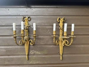 Paar antike französische Ormalu Wandleuchten Wandlampen Louis XVI - Bild 1 von 18