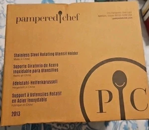 Pampered Chef Stainless Steel Rotating Utensil Holder - Picture 1 of 5