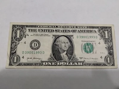 BIRTHDAY NOTE MARCH 9, 1993 DOLLAR FEDERAL RESERVE NOTE 2017 D CLEVELAND OHIO - Image 1 of 4