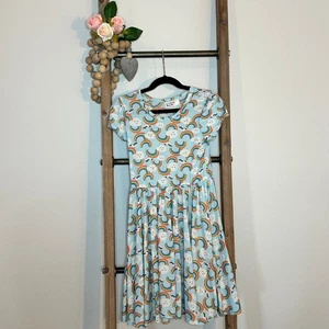 Dot Dot Smile Mädchen Regenbogen Wolkenmuster Kurzarm Twirl Kleid Größe 7 - Bild 1 von 6
