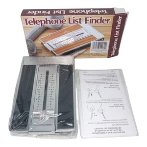 Retro Telephone List Finder Autodex Phone Book Desktop Black Silver Sealed - Picture 1 of 11