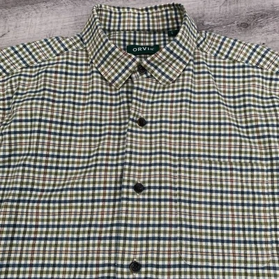 Camisa de franela Orvis para hombre grande de lujo de lana merino/mezcla de algodón con botones a cuadros Foto 1 de 4