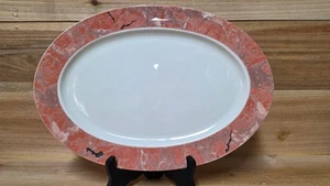 Villeroy & Boch SIENA Vitro-Porcelaine Salmon Marble 14" Oval Platter - Picture 1 of 5