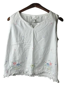 VINTAGE Willow Bay Baumwolle Blumen Tank Top Large Cottagecore Prärie bestickt - Bild 1 von 4