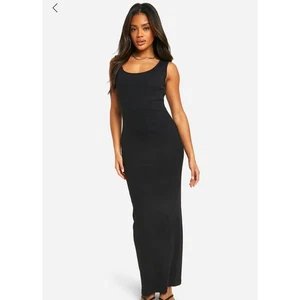 Boohoo Scoop Neck Sleeveless Maxi Dress Size 6 NWT Black - Picture 1 of 8
