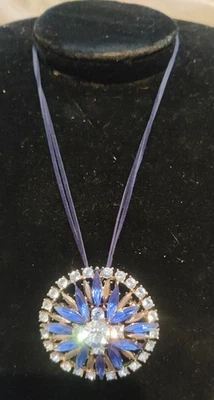 Velvet Double Strand Large Round Blue Crystal NECKLACE - Image 1 of 4