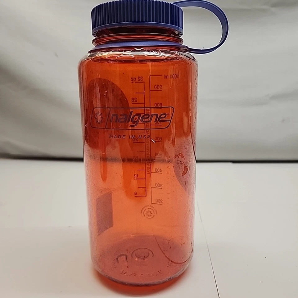- 32 oz. Laker Red Wide Mouth Nalgene Sustain Bottle with Golden Yellow Cap