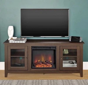 Essential 58" Rustic Farmhouse Fireplace TV Stand - Espresso - Picture 1 of 3