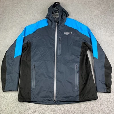 Luly Yang Rain Shell Jacket Mens Large Blue Waterproof Zip Coat Reflective - Image 1 of 4