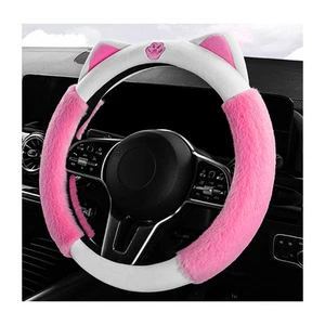 Car Steering Wheel Cover, Cute Fluffy Cat Ears Steering Wheel Protector, Brea... - Picture 1 of 5