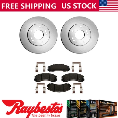 Front Kit Brake Rotors + Ceramic Pads Hardware For 1997-2004 Mitsubishi Diamante - Image 1 of 4
