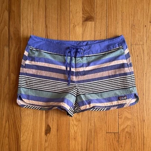 Patagonia Damen 12 blau gestreift 4" Wavefarer Boardshorts Badehose Outdoor - Bild 1 von 8