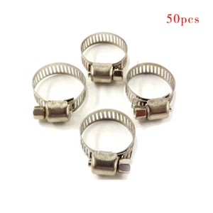 Fuel Line Worm Clip3/8"-1/2"Adjustable Stainless Steel Drive Hose Clamps  50pcs - Picture 1 of 6