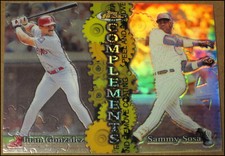 1999 Finest Complements Right Refractor Sammy Sosa Juan Gonzalez Card #C4 Cubs