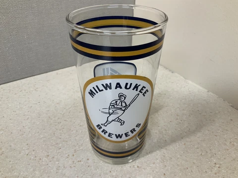 Channel 4 WTMJ TV Vintage Milwaukee Brewers Barrel Man Logo Baseball Glass! Cover