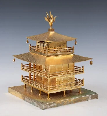 Японская старая винтажная латунная фигурка - Храм Золотого павильона - Всемирное наследие - Изображение 1 из 4