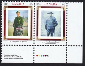 REGIMIENTOS CANADIENSES Infantería Militar = Canadá 2000 #1877a MNH LR par con identificación en color - Imagen 1 de 1