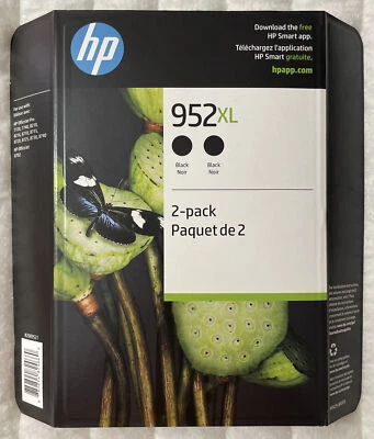 Cartuchos de tinta negra HP 952XL N9K29BN 2 x F6U19AN 10/2026+ paquete sellado al por menor Foto 1 de 4