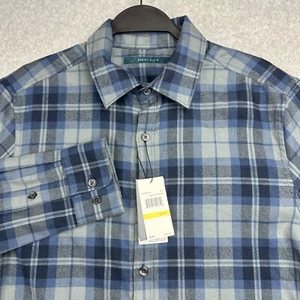 Perry Ellis Hemd Herren M blau grau Knopfleiste kariert ungesteckt Hemd Oxford neu mit Etikett $ 79 - Bild 1 von 7