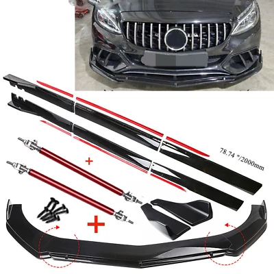 For Mercedes Benz C Front Bumper Lip Splitter/ Side Skirts/ Rear Lips 78.7" - Image 1 of 4