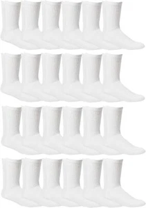 24 Pairs Yacht & Smith Kids Premium Cotton Crew Socks White Size 4-6 Boys - Picture 1 of 7
