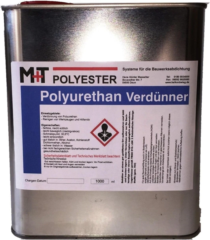 1 Liter POLYURETHAN Verdünnung, Verdünner für PU Grundierung Beschichtung Lack - Bild 1 von 1