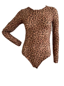 FOREVER 21 SEXY COOL PARTY FESTIVAL LEOPARD STRETCH MESH BODYSUIT SMALL BNWT - Picture 1 of 10