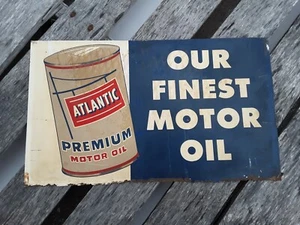 Vintage Atlantic Premium Motor Oil Sign, Our Finest Motor Oil, Atlantic Sign - Picture 1 of 12