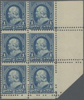 Scott 264, 1c 1895, NH bot right corner vertical block (6), double horizon perfs - Image 1 of 2