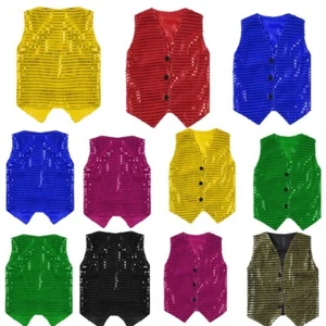 Boys Girls Sequined Dance Vest Top Hip Hop Jazz Dance Party Performance AU - Picture 1 of 53