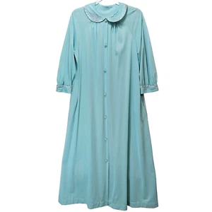 Gossard Artemis Nightgown Womens S USA Blue Long Nylon Button Front Pockets Vtg - Picture 1 of 17