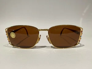 NOS Vintage1980s Ungaro by Persol mod U469 gold sunglasses w/ blue / red stones - Picture 1 of 8