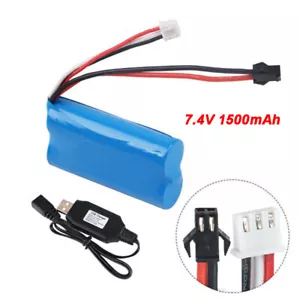 7,4 V 1500mAh Wiederaufladbarer Lipo Akku 15C mit SM Stecker & Ladegerät für RC Auto Boot - Bild 1 von 10
