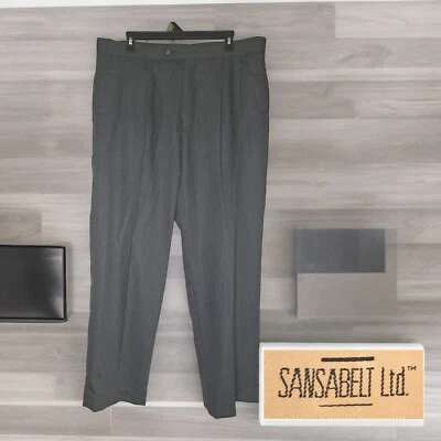 Calça social masculina Sansabelt 36X32 cinza lã plissada - Imagem 1 de 4